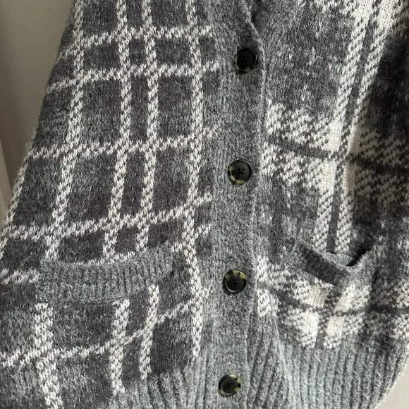 American Eagle Outfitters Plaid Open Front Cardigan Sweater Oversized Grandpa - Picture 2 of 7